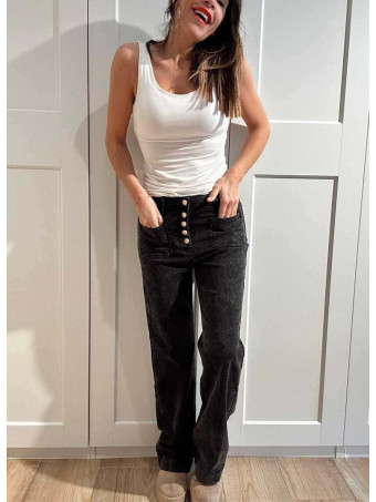 Jeans Wide Leg Botones Vistos VANDRIX Negro HEVE