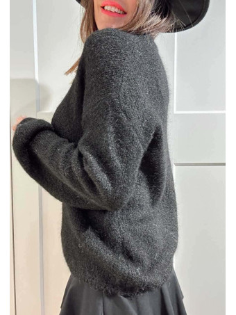 Jersey Rosetones Organza RIVELLE Negro HEVE