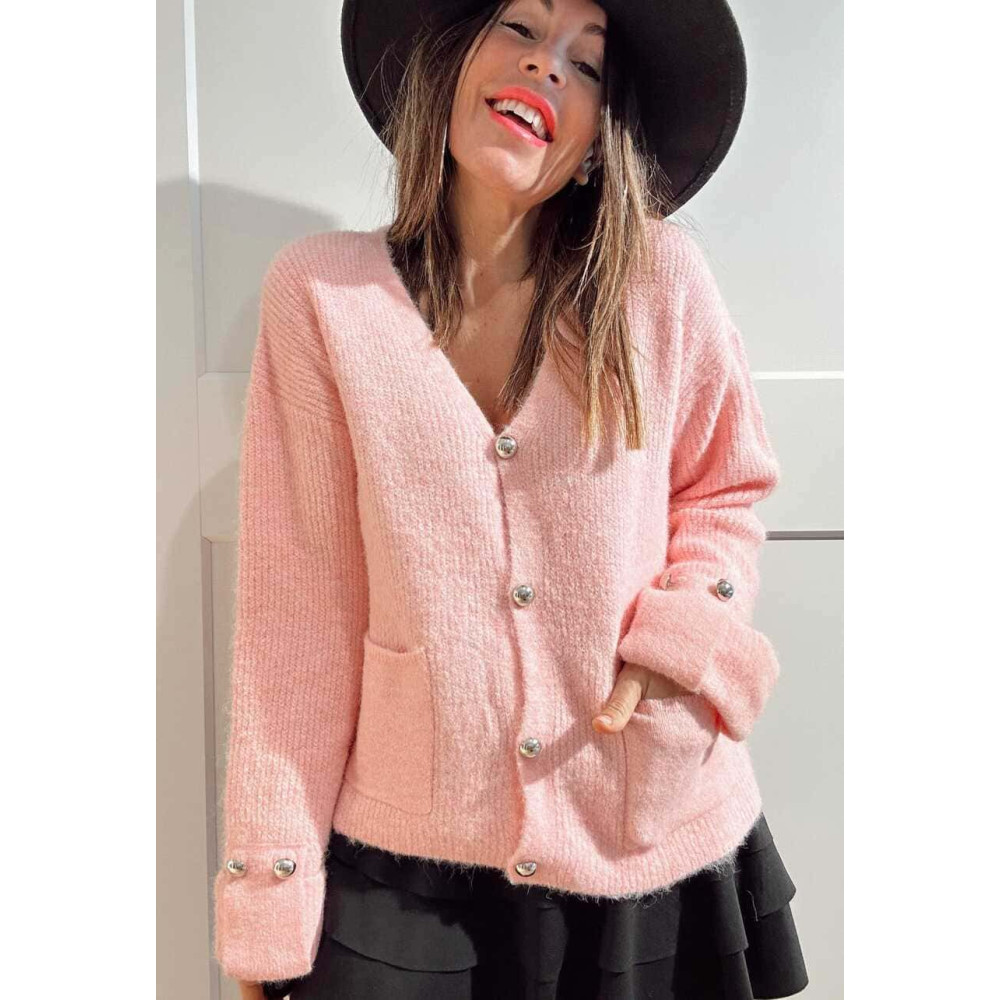 Cárdigan Punto Lana VALESKA Rosa HEVE