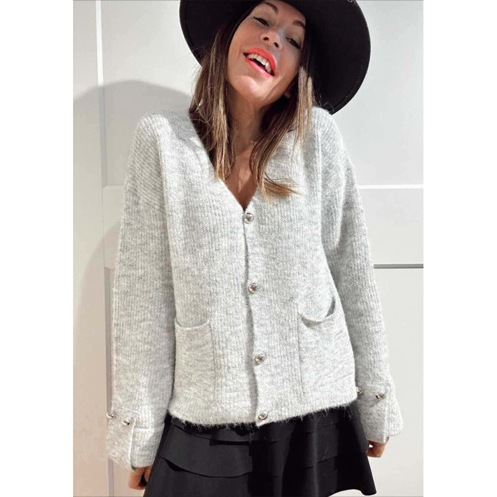 Cárdigan Punto Lana VALESKA Gris HEVE