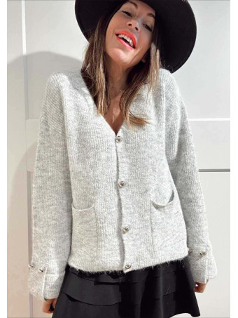 Cárdigan Punto Lana VALESKA Gris HEVE