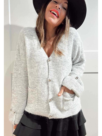 Cárdigan Punto Lana VALESKA Gris HEVE