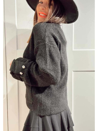 Cárdigan Punto Lana VALESKA Negro HEVE