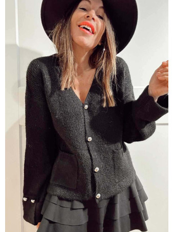 Cárdigan Punto Lana VALESKA Negro HEVE