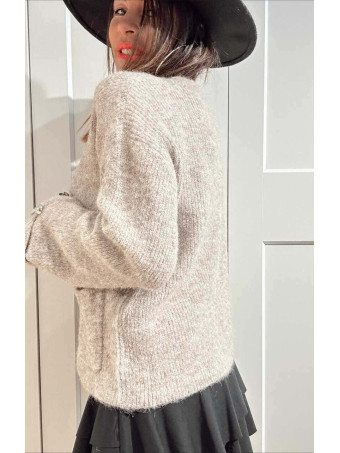 Cárdigan Punto Lana VALESKA Taupe HEVE