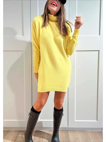 Vestido Punto Cuello Vuelto KYROE Amarillo HEVE