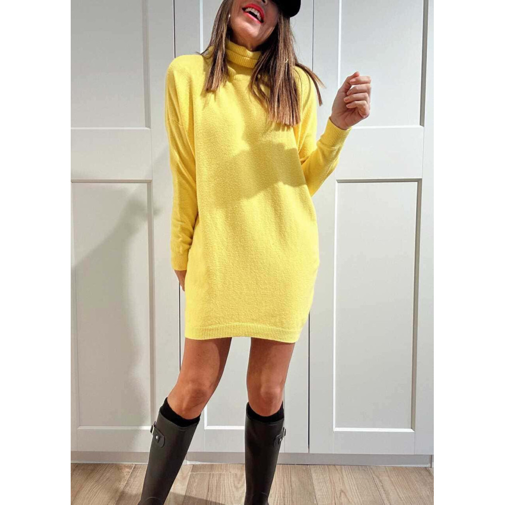 Vestido Punto Cuello Vuelto KYROE Amarillo HEVE