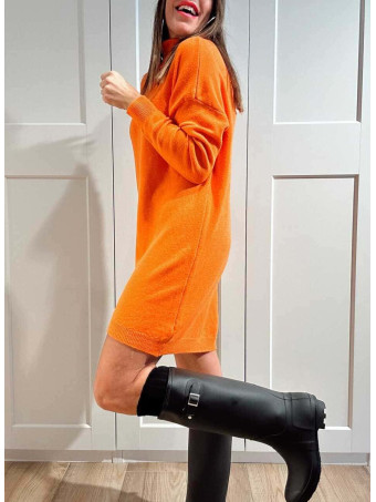 Vestido Punto Cuello Vuelto KYROE Naranja HEVE