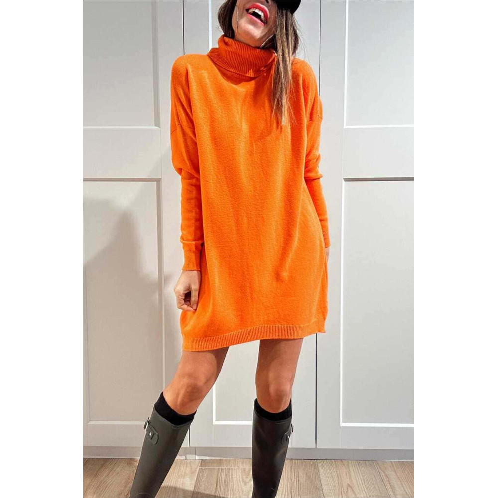 Vestido Punto Cuello Vuelto KYROE Naranja HEVE