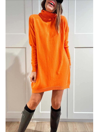 Vestido Punto Cuello Vuelto KYROE Naranja HEVE