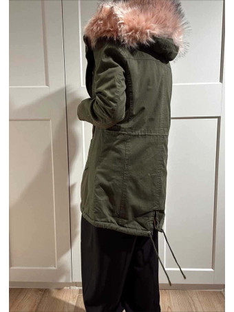 Trench Forrado con Capucha SINSAY Verde/Rosa HEVE