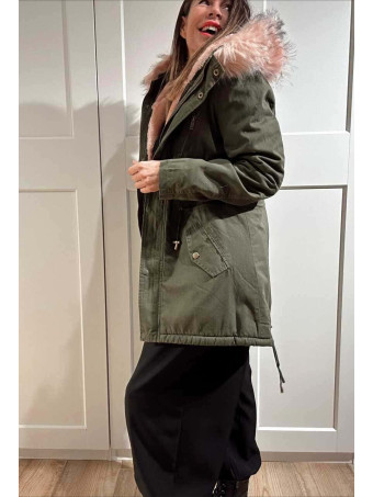 Trench Forrado con Capucha SINSAY Verde/Rosa HEVE