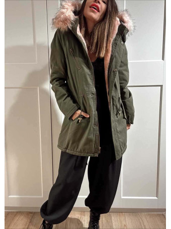 Trench Forrado con Capucha SINSAY Verde/Rosa HEVE