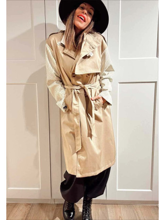 Gabardina Larga Mangas Combinadas LAZAIRE Taupe HEVE