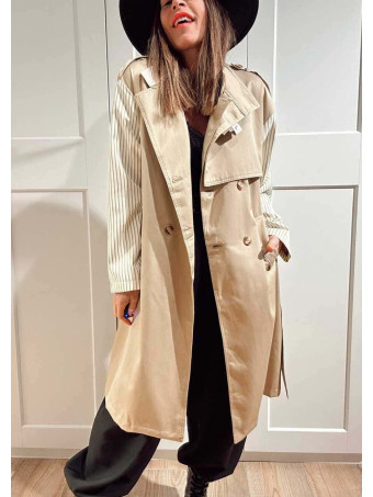 Gabardina Larga Mangas Combinadas LAZAIRE Taupe HEVE