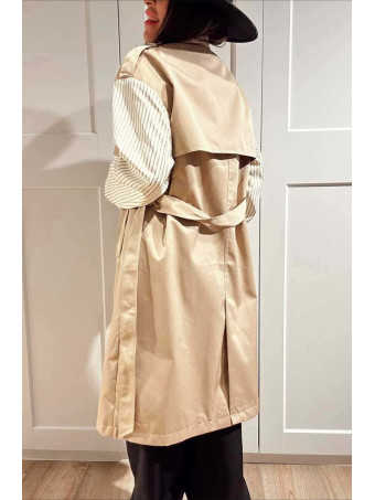 Gabardina Larga Mangas Combinadas LAZAIRE Taupe HEVE