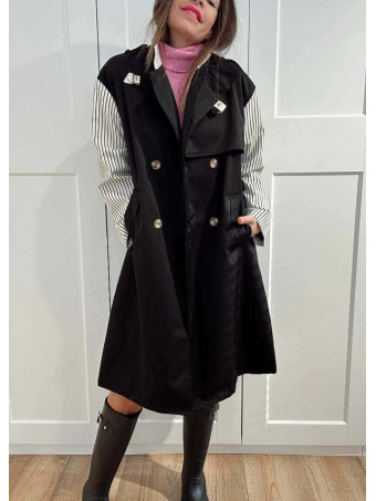 Gabardina Larga Mangas Combinadas LAZAIRE Negro HEVE