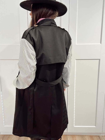 Gabardina Larga Mangas Combinadas LAZAIRE Negro HEVE