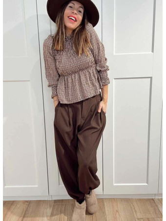 Blusa Cuadro Vichy VESSIA Marrón HEVE