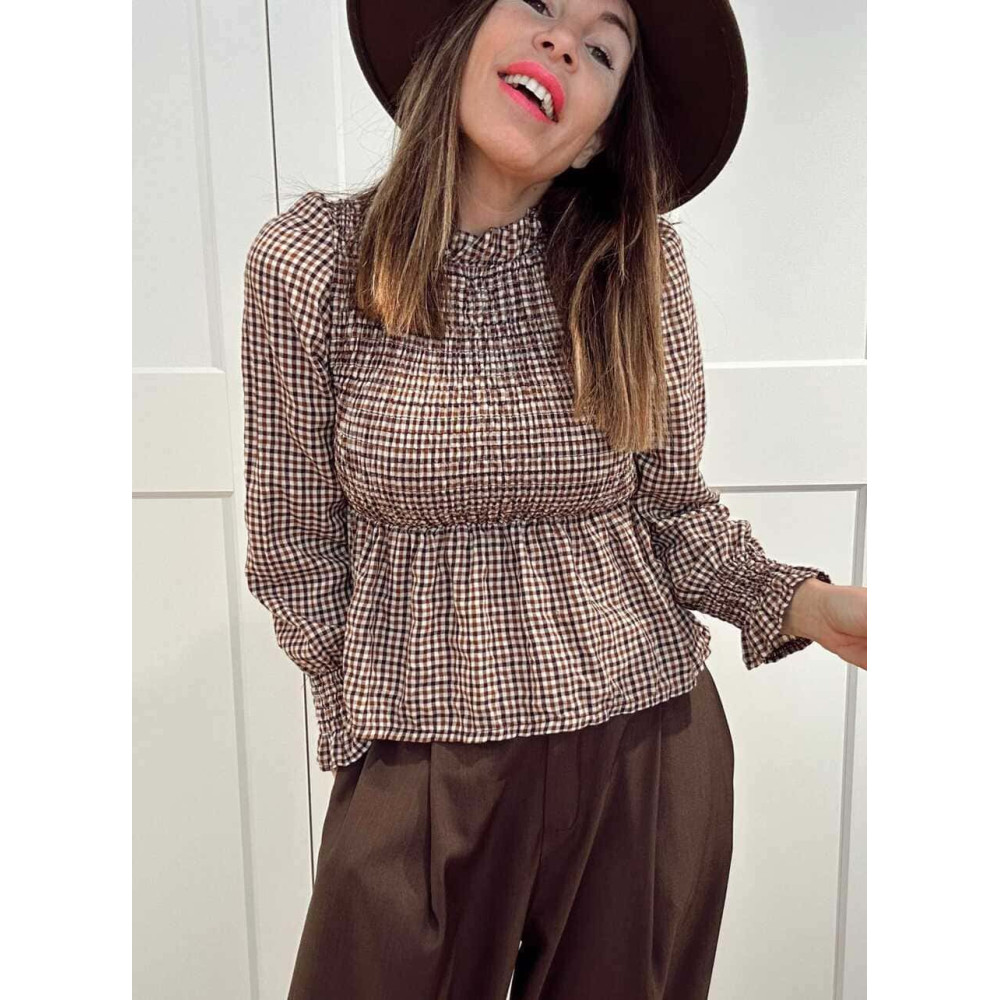 Blusa Cuadro Vichy VESSIA Marrón HEVE