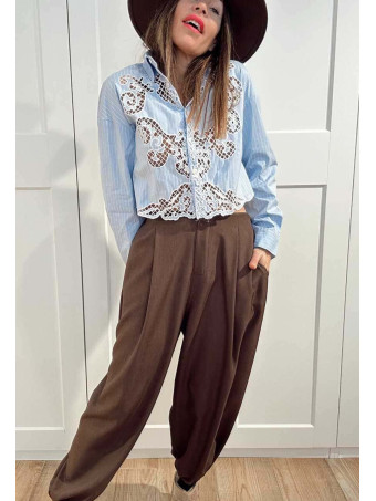 Camisa Rayas Bordado Perforado NAYBROOK Azul HEVE