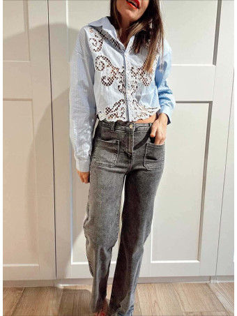 Jeans Bolsillos Plastrón HAISLEY Gris HEVE