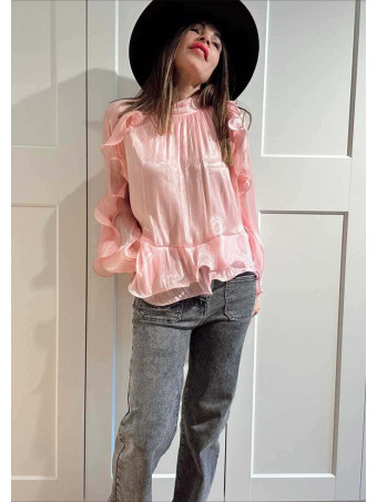 Blusa Vaporosa Volantes FAYRA Rosa HEVE