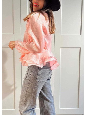 Blusa Vaporosa Volantes FAYRA Rosa HEVE
