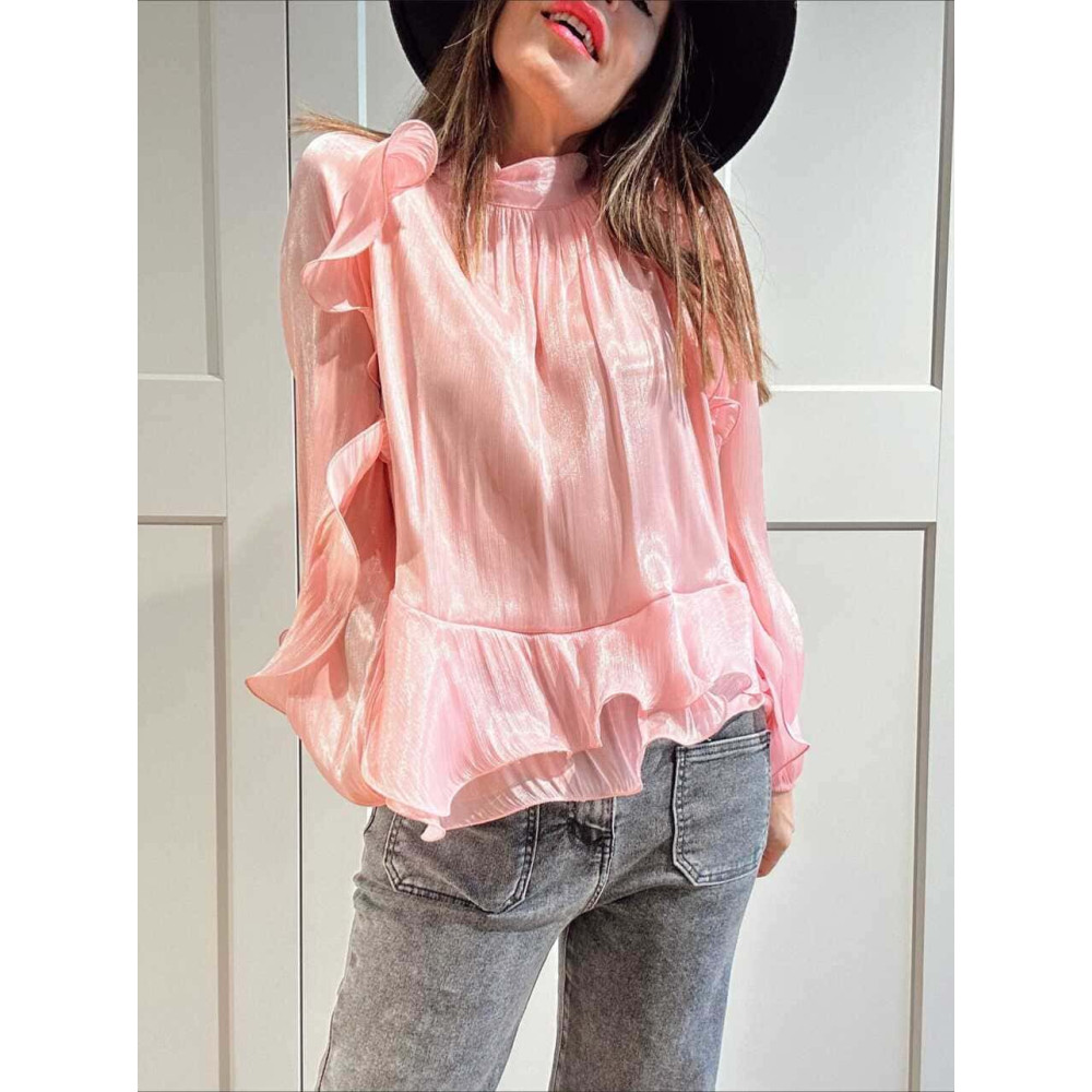 Blusa Vaporosa Volantes FAYRA Rosa HEVE