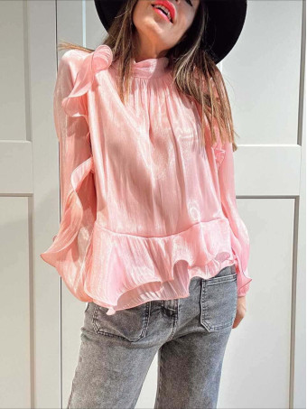 Blusa Vaporosa Volantes FAYRA Rosa HEVE