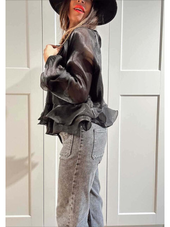 Blusa Vaporosa Volantes FAYRA Negro HEVE