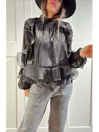 Blusa Vaporosa Volantes FAYRA Negro HEVE