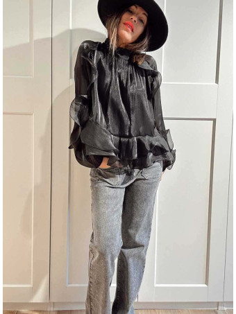 Blusa Vaporosa Volantes FAYRA Negro HEVE