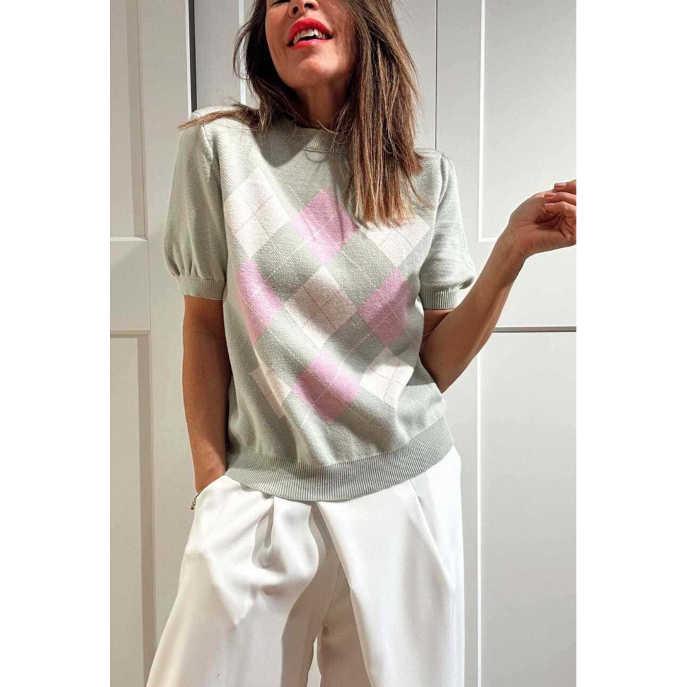 Punto Manga Corta Rombos ARLEWYN Verde Menta HEVE