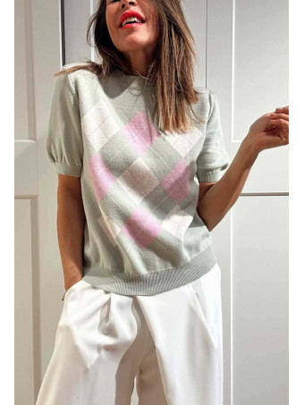 Punto Manga Corta Rombos ARLEWYN Verde Menta HEVE