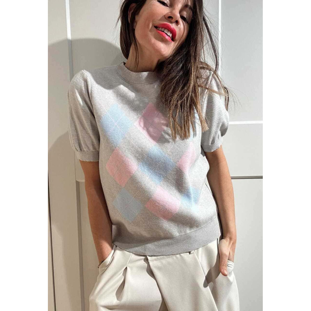 Punto Manga Corta Rombos ARLEWYN Gris HEVE