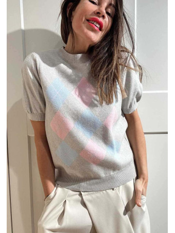 Punto Manga Corta Rombos ARLEWYN Gris HEVE