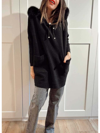 Punto Oversize con Capucha LANSMERE Negro HEVE