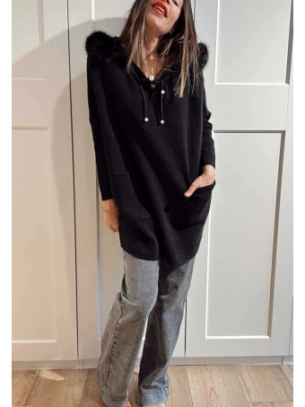 Punto Oversize con Capucha LANSMERE Negro HEVE