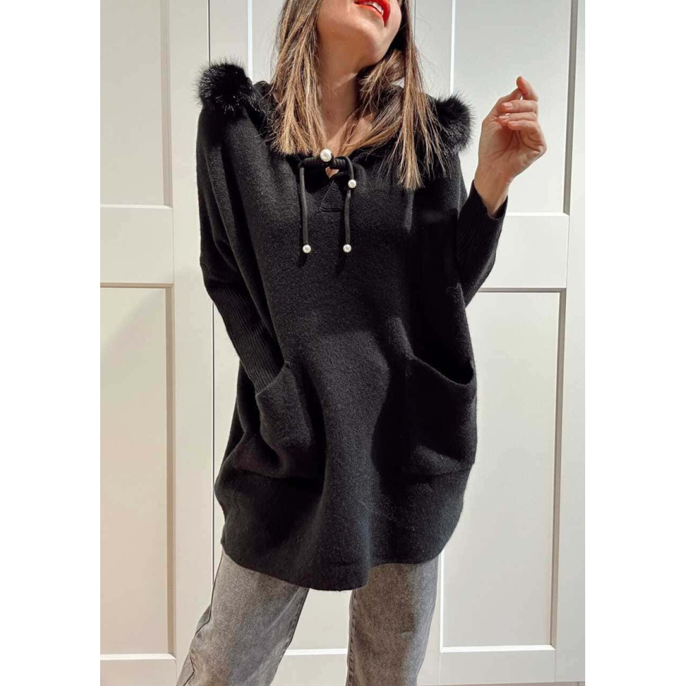Punto Oversize con Capucha LANSMERE Negro HEVE