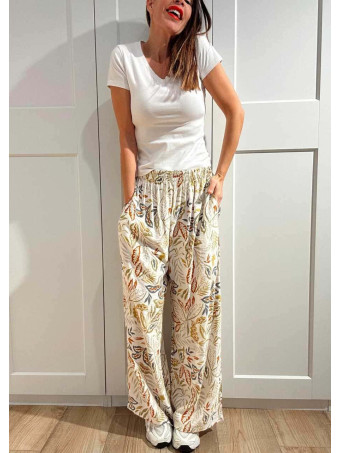 Pantalón Casual Estampado Hojas NUVAI HEVE