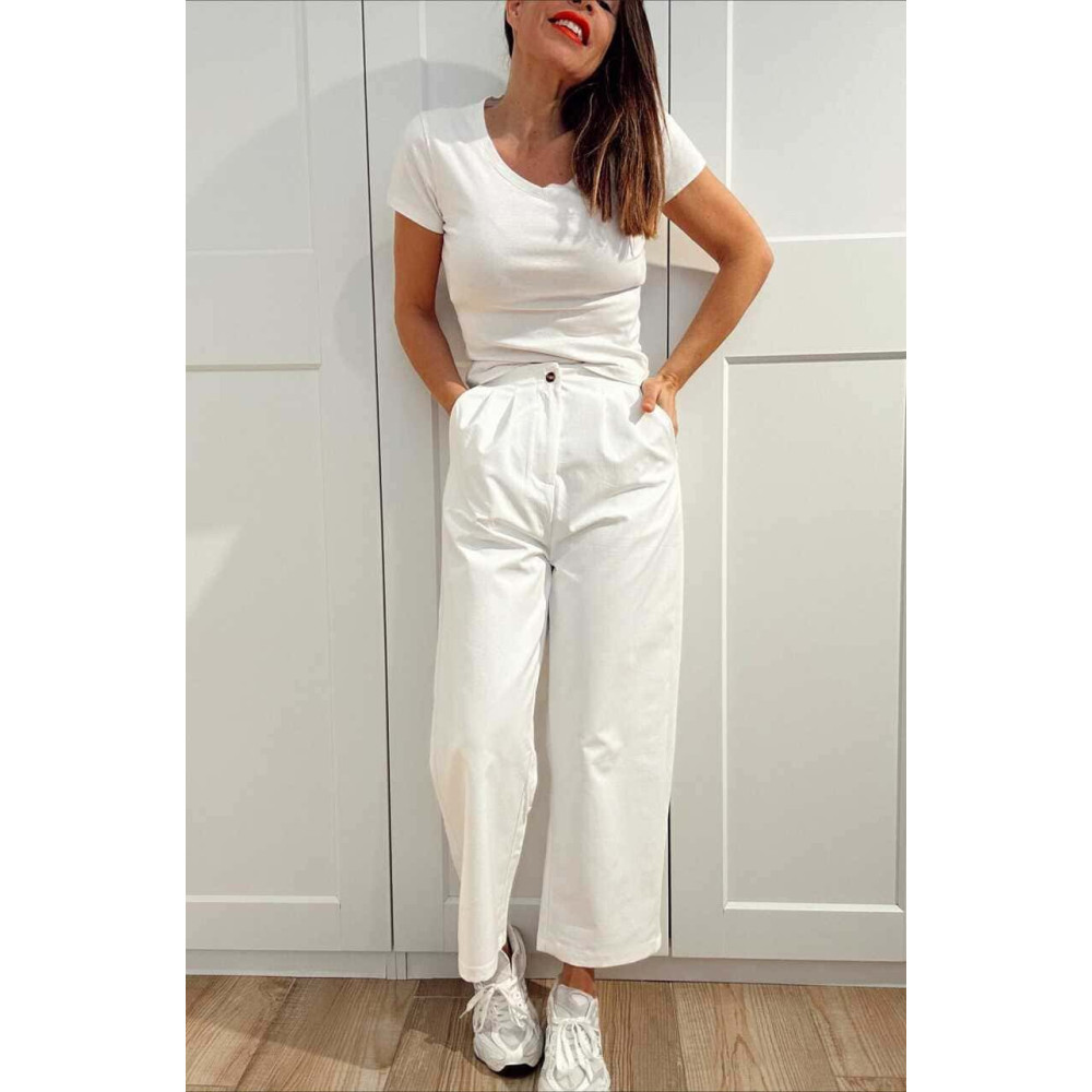 Pantalón Tiro Alto KALTBERG Blanco HEVE