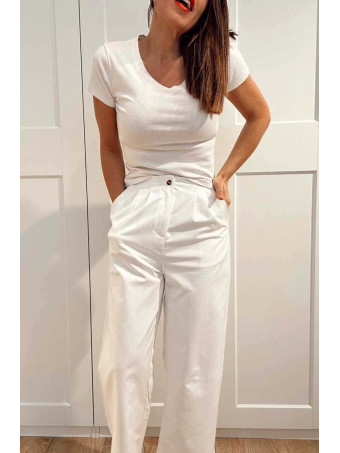 Pantalón Tiro Alto KALTBERG Blanco HEVE