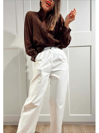 Blusa Romántica Jaretas JOBELLE Marrón HEVE