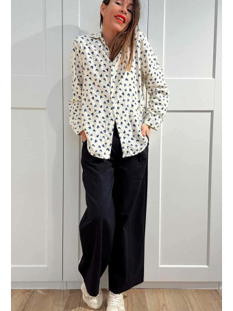 Camisa Estampado Corazones LATTIVA Beige/Azul HEVE