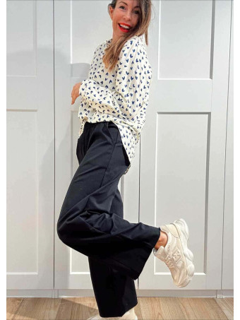 Camisa Estampado Corazones LATTIVA Beige/Azul HEVE