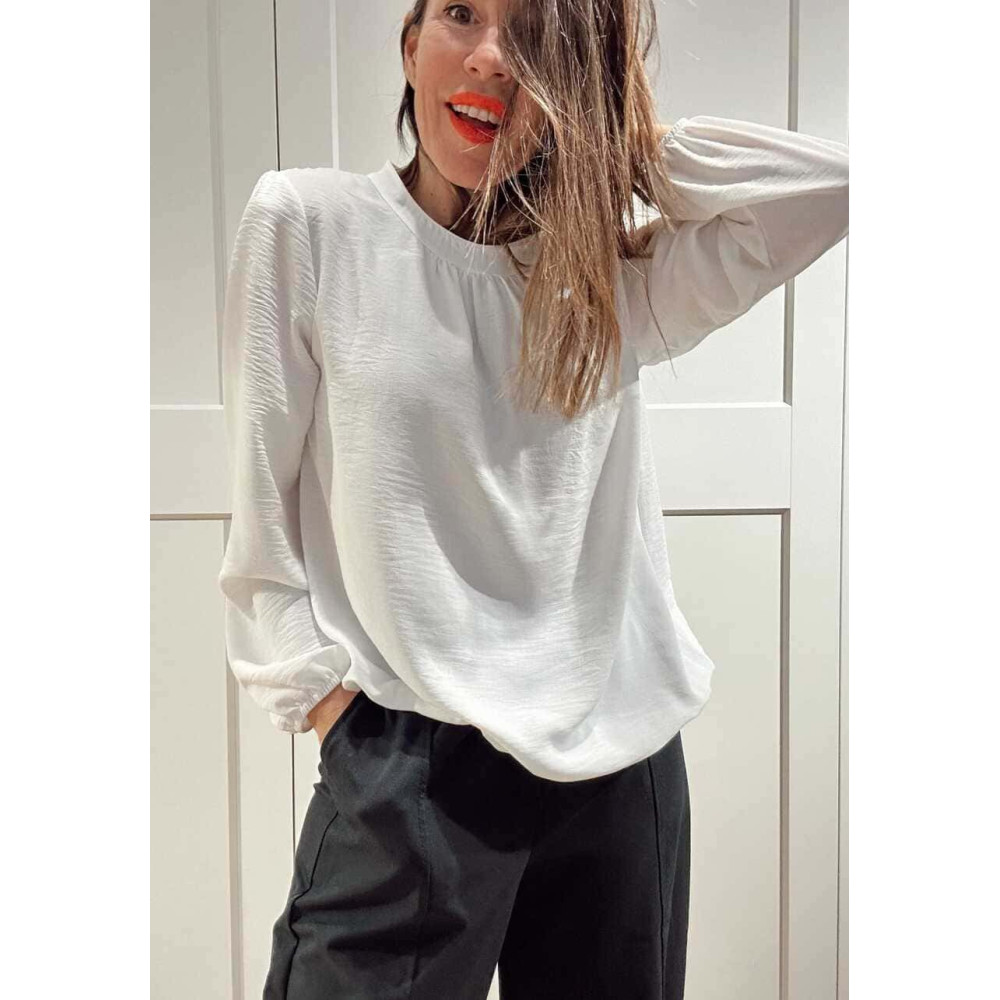Blusa Fluida Abullonada VOLIANNE Blanco HEVE