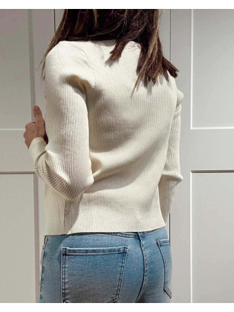 Twinset Canalé con Broche WÄELLE Beige HEVE