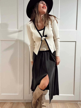 Falda Soft Touch con Cinturón MAUREZZA Negro HEVE