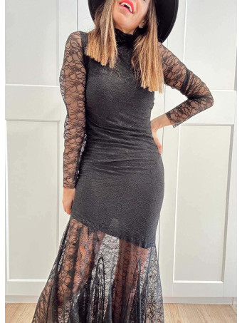 Vestido Sirena Encaje ETHERA Negro HEVE